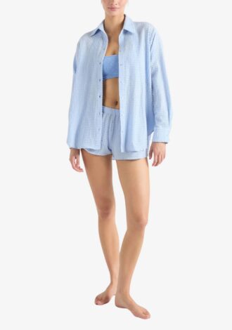 Resort Shirt Seersucker Light Cornflower