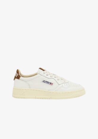 Medalist Low Sneakers In White And Leopard Leather