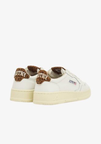 Medalist Low Sneakers In White And Leopard Leather