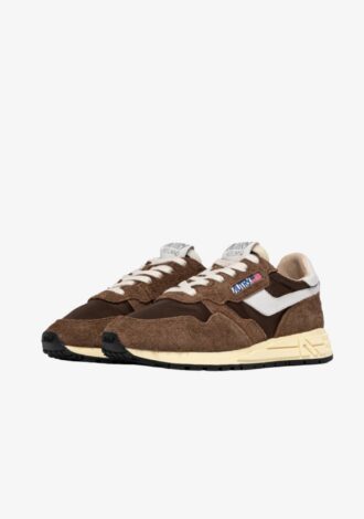 Reelwind Low Sneakers In White And Tundra Nylon And Suede
