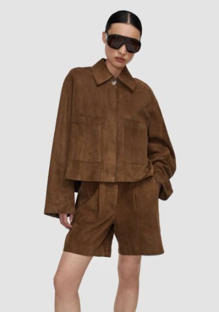JOSEPH_MODEL_WEARING_AITNA_SUEDE_JACKET_TAUPE