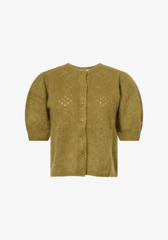 Airy Short-Sleeve Cashmere Cardigan