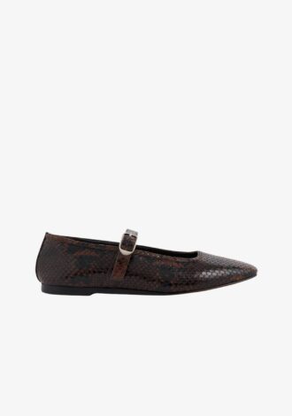 Ballet Mary Janes Chocolate Leather Snake – 41