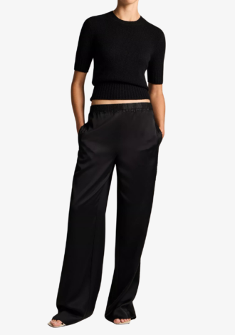 Mid-Rise Lace-Trim Pull-On Pant