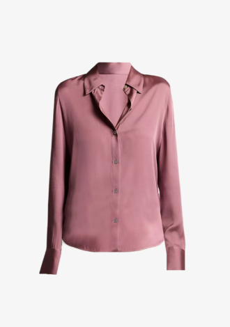 Silk-Blend Slim Button-Front Blouse