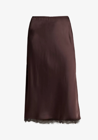 Lace-Trim Satin Slip Skirt