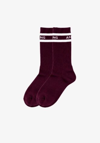 Sully Socks Burgundy/White Stripe