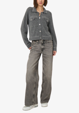 Contrast Bouclé Polo Cardigan