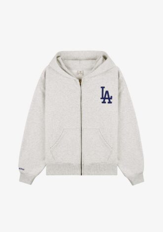 LA Serif Zip Hoodie Heather Gray/White