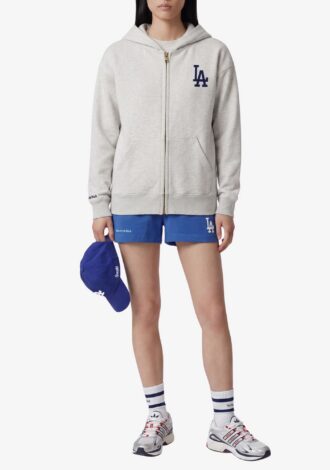 LA Serif Zip Hoodie Heather Gray/White