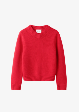 Chunky V-Neck Sweater Rouge