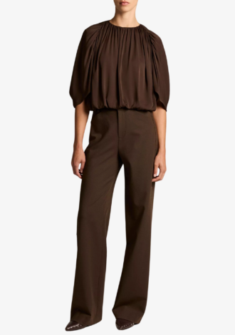 Stretch-Silk Cape-Sleeve Bubble Blouse