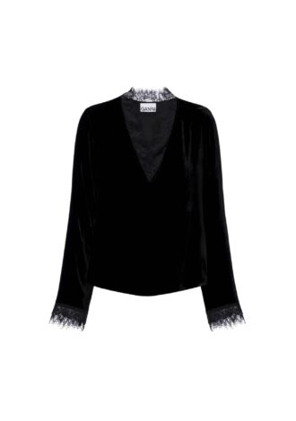 Lace-Trimmed Velvet Top