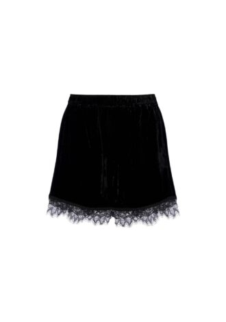 Lace-Trimmed Velvet Shorts