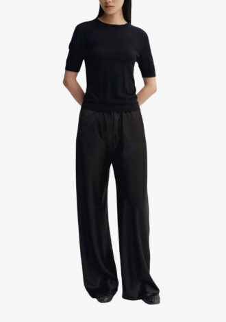 Bias Satin Pants Black