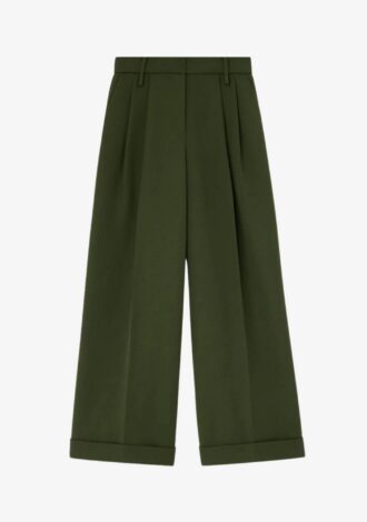 Single Wool Twill Oversized Pleated Pants
