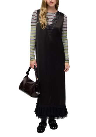 Fluid Satin Lace Dress