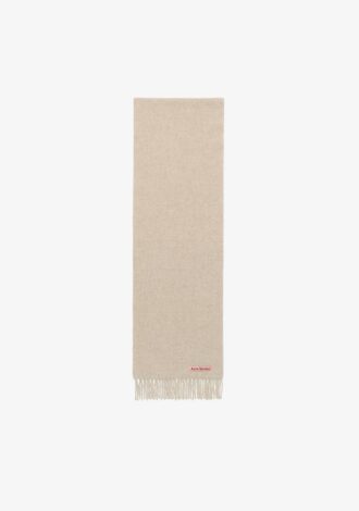 Skinny Fringe Wool Scarf Oatmeal Mélange