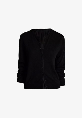 Wool-Blend Mixed-Media Cardigan