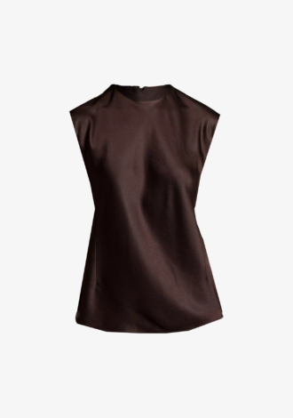 Satin Relaxed Cap-Sleeve Top