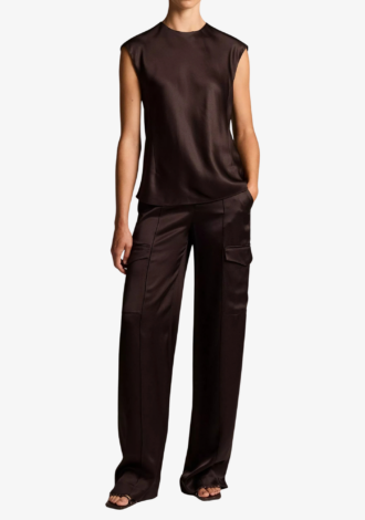 Satin Relaxed Cap-Sleeve Top