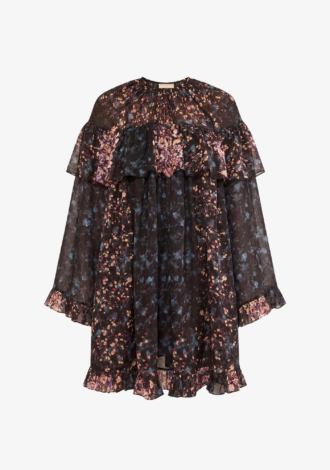 Lune Long Sleeve Silk Mini Dress