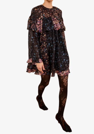 Lune Long Sleeve Silk Mini Dress