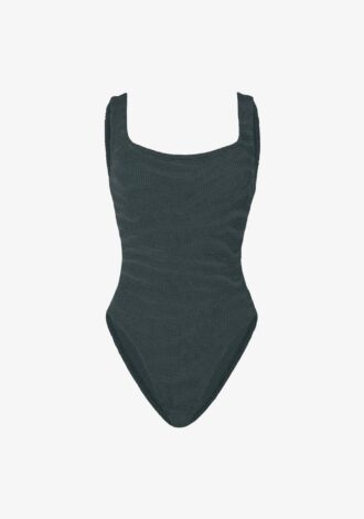 Square Neck Swim Zebra Metallic Graphite