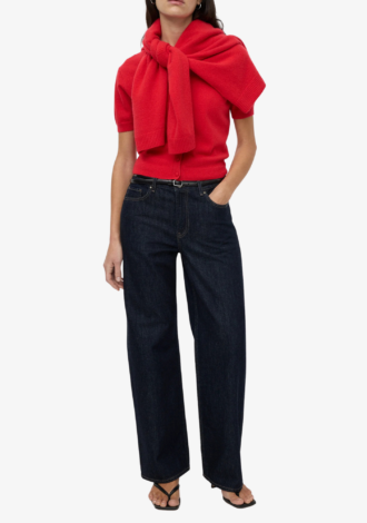 Short Sleeved Cardigan Rouge